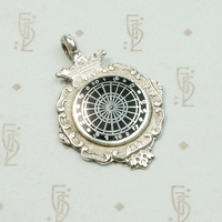 Black Enamel on Sterling Darts Medal Fob