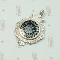 Black Enamel on Sterling Darts Medal Fob
