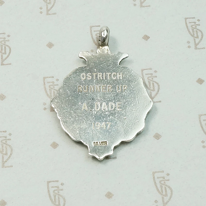 Black Enamel on Sterling Darts Medal Fob