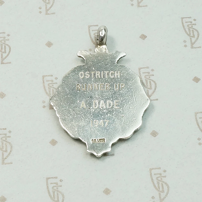 Black Enamel on Sterling Darts Medal Fob