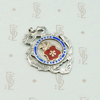 Colorful Enameled Silver Football Medal Fob