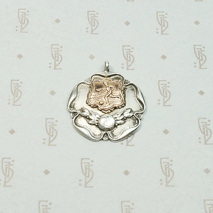 Rose & Football English Sterling Medal Fob