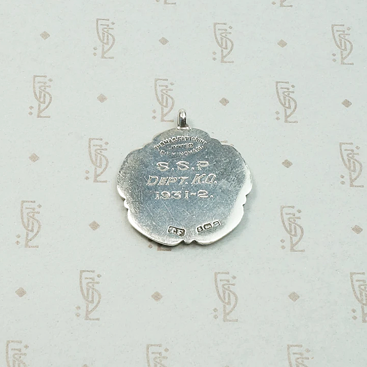 Rose & Football English Sterling Medal Fob