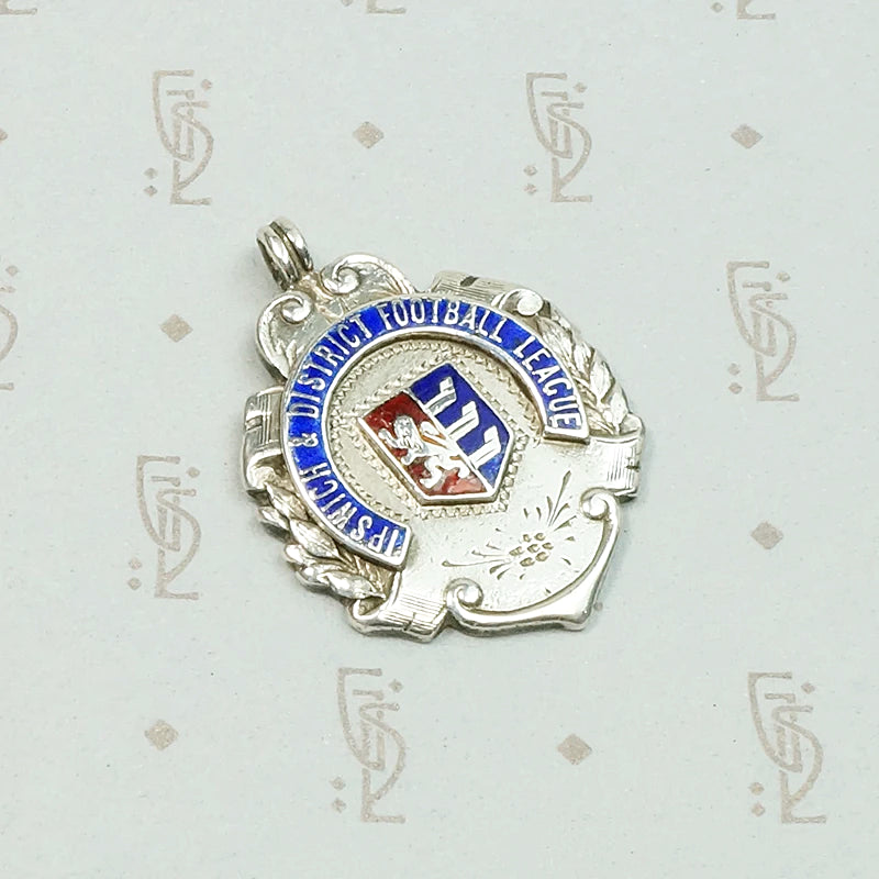 Enameled Sterling Ipswich & District Football League Fob
