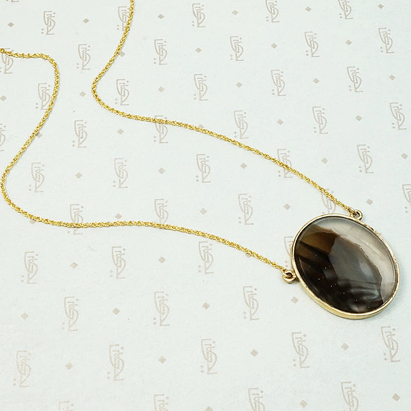 Coffee & Cream Georgian Agate Pendant