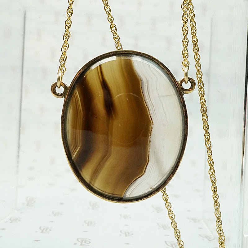 Coffee & Cream Georgian Agate Pendant