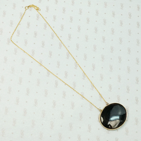 Refined Black & Brass Georgian Agate Pendant