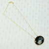 Refined Black & Brass Georgian Agate Pendant