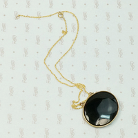 Refined Black & Brass Georgian Agate Pendant