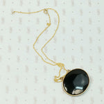 Refined Black & Brass Georgian Agate Pendant