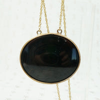 Refined Black & Brass Georgian Agate Pendant
