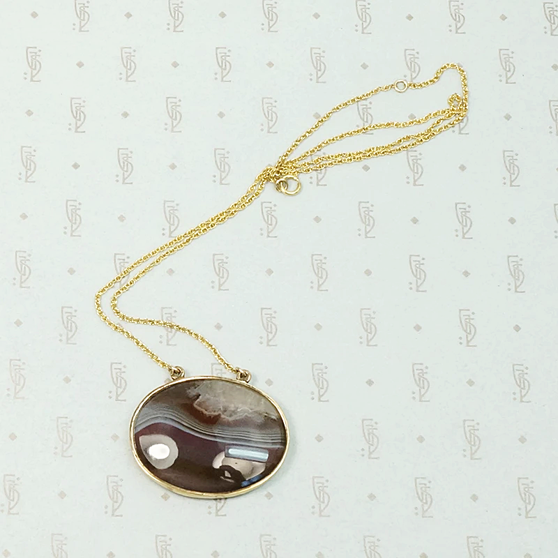Exquisite Picture Agate Georgian Pendant