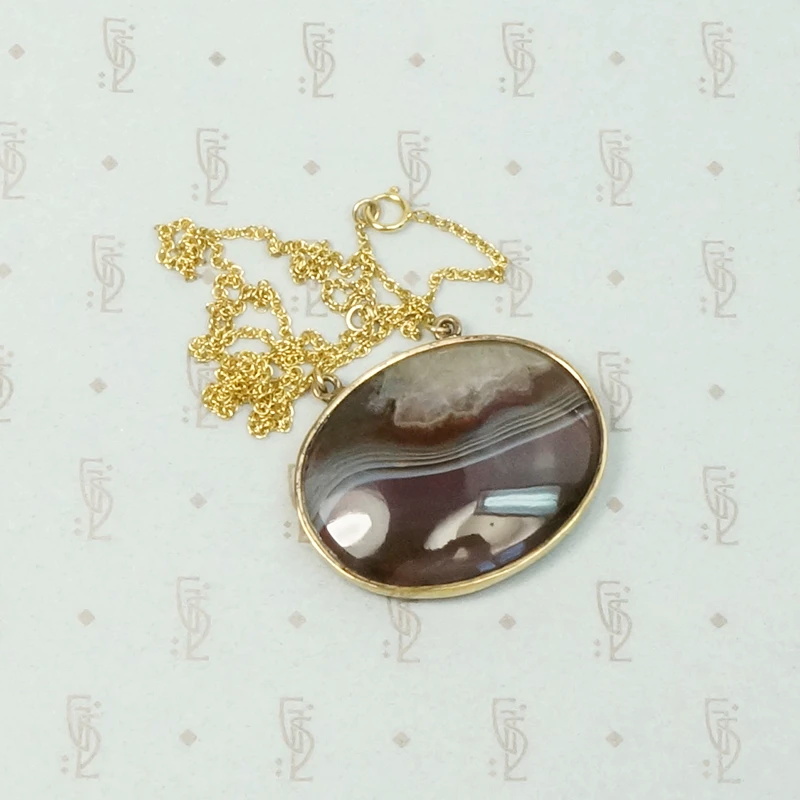 Exquisite Picture Agate Georgian Pendant