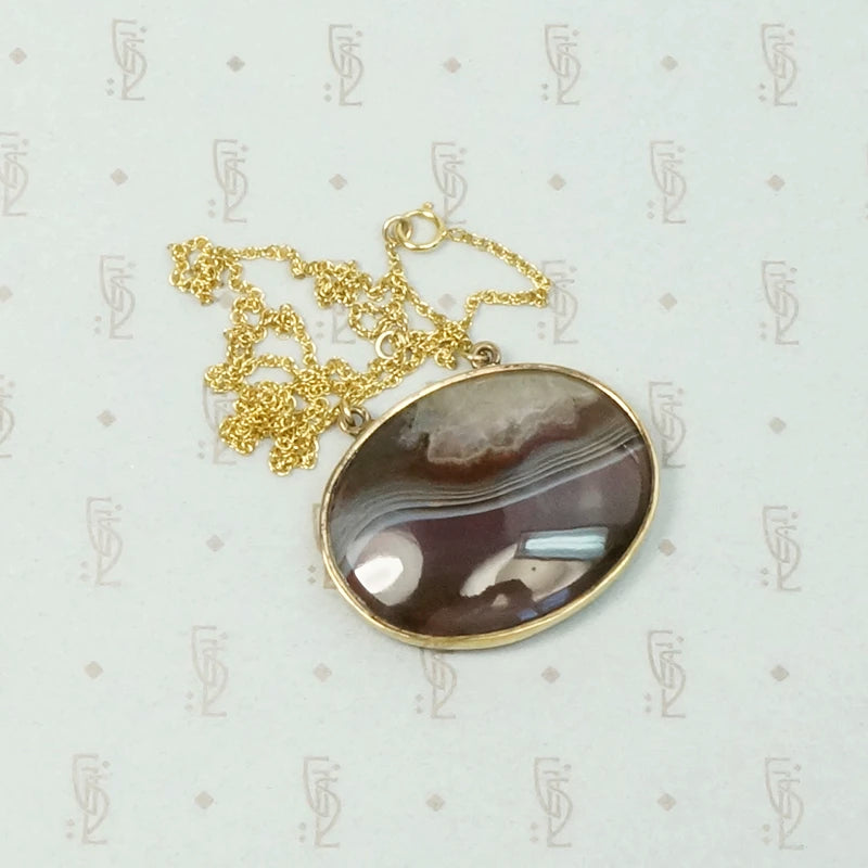 Exquisite Picture Agate Georgian Pendant