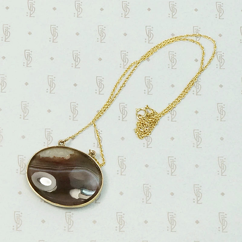 Exquisite Picture Agate Georgian Pendant
