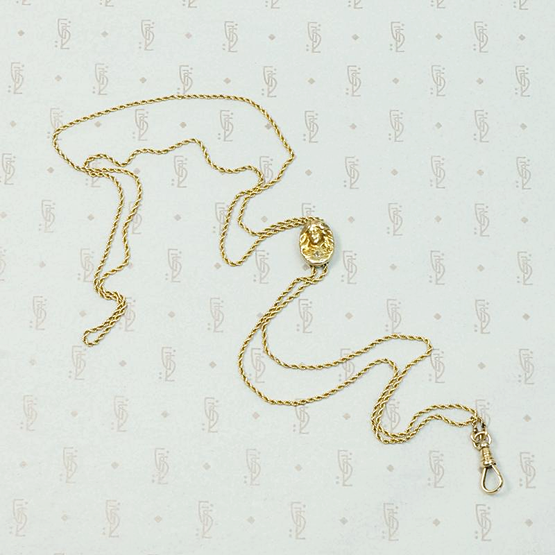 Gold Art Nouveau Slide Chain with Diamond