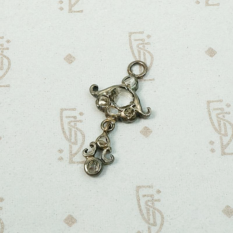 Crying Eye Rose Cut Diamonds in Silver Pendant