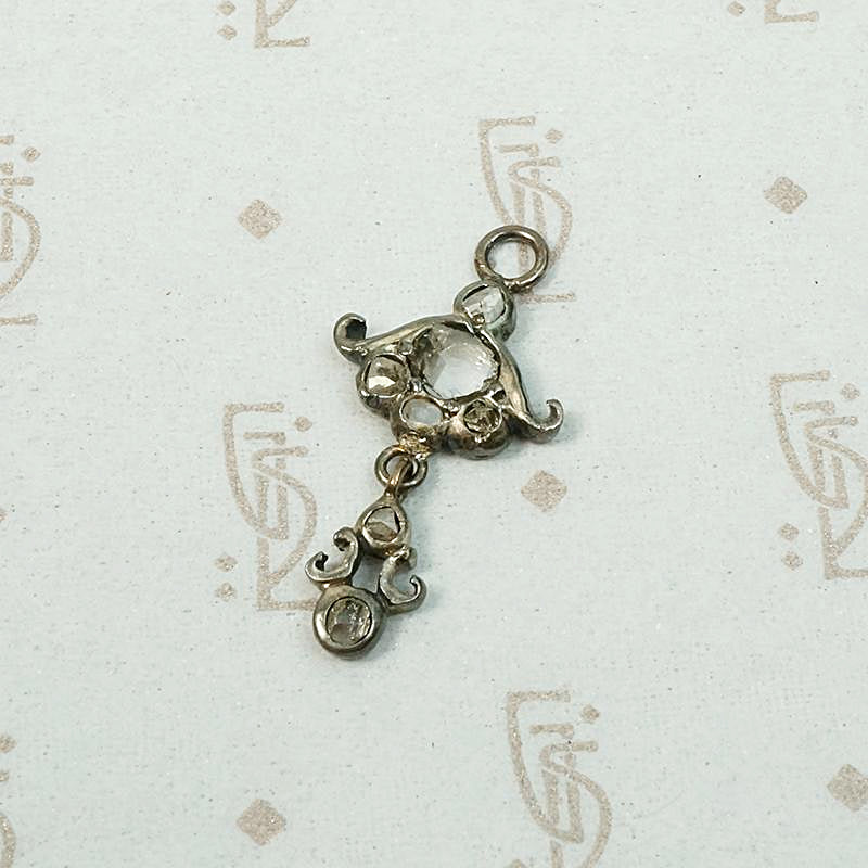 Crying Eye Rose Cut Diamonds in Silver Pendant