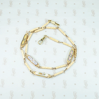 19th Century Engraved & Enameled Gold Link Necklace