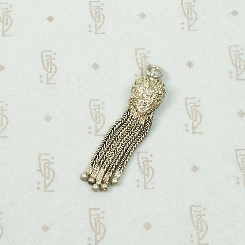 Sterling Tassel with Heart-Shaped Repoussé Top
