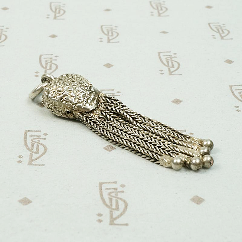 Sterling Tassel with Heart-Shaped Repoussé Top