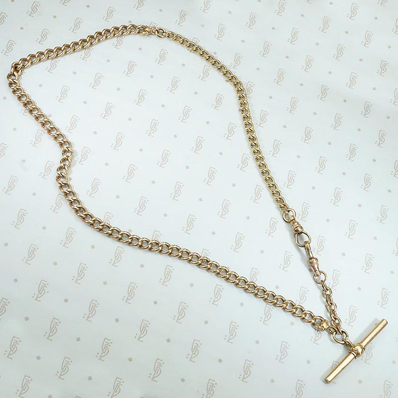 Gold Filled Curb Married Chain with Engraved Details