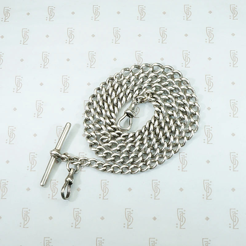 1917 English Silver Married Curb Chain Necklace