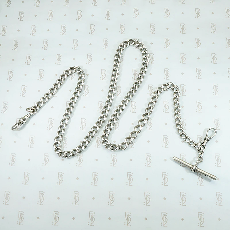 1917 English Silver Married Curb Chain Necklace