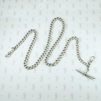 1917 English Silver Married Curb Chain Necklace