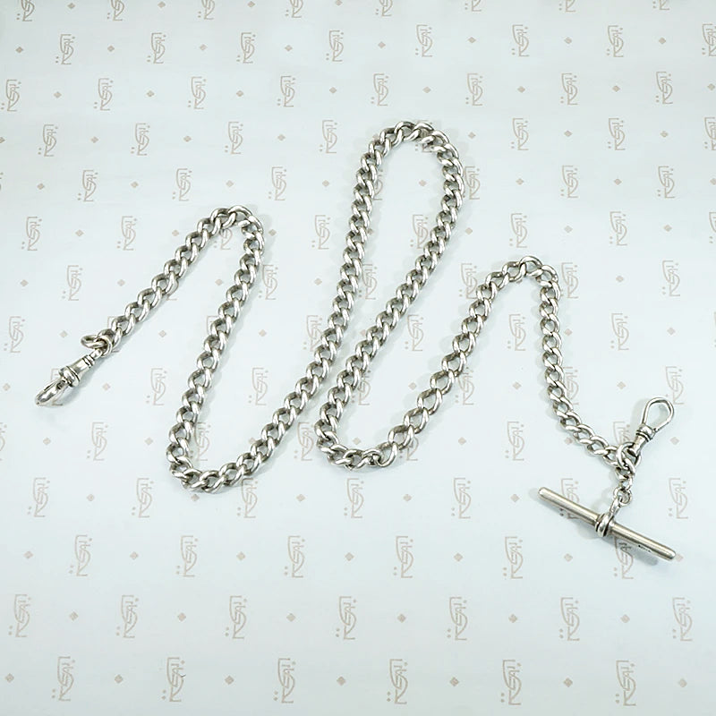 1917 English Silver Married Curb Chain Necklace