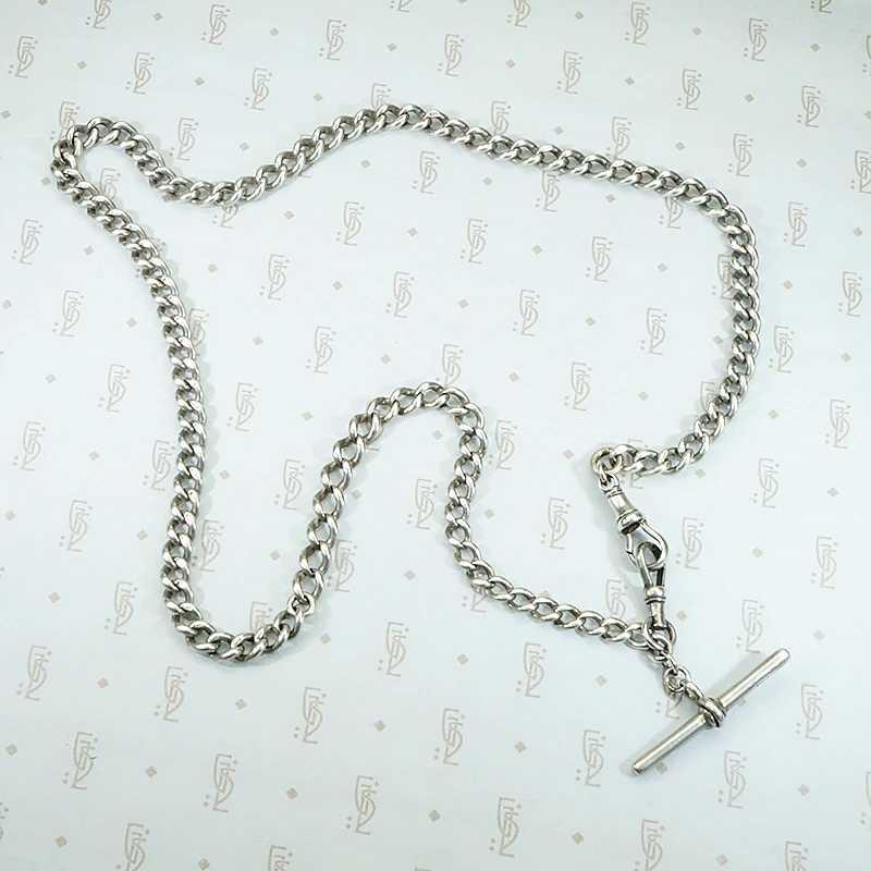 1917 English Silver Married Curb Chain Necklace
