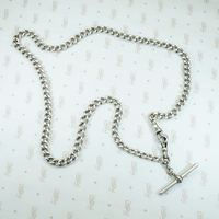 1917 English Silver Married Curb Chain Necklace