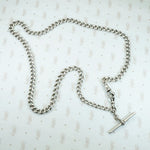 1917 English Silver Married Curb Chain Necklace
