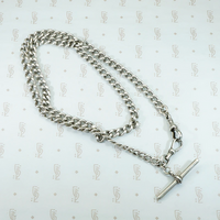 1917 English Silver Married Curb Chain Necklace