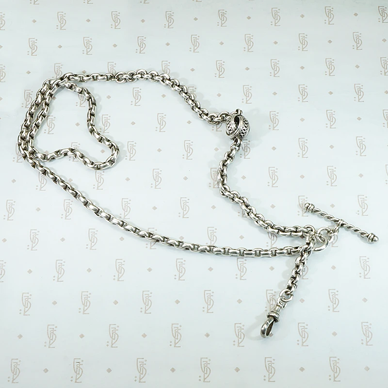 Sterling Silver Married Chain with Twisted Bar & Ball