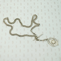 WWI Era English Sterling Curb Married Chain Necklace