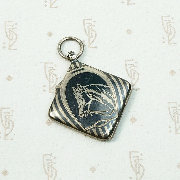 Wonderful Niello & Silver Horse Locket
