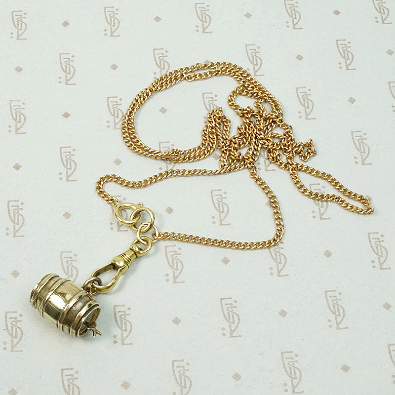 Adorable Antique Silver Gilt Keg Charm