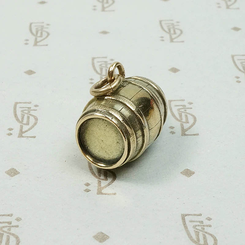 Adorable Antique Silver Gilt Keg Charm