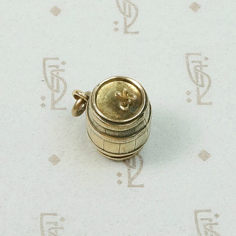 Adorable Antique Silver Gilt Keg Charm