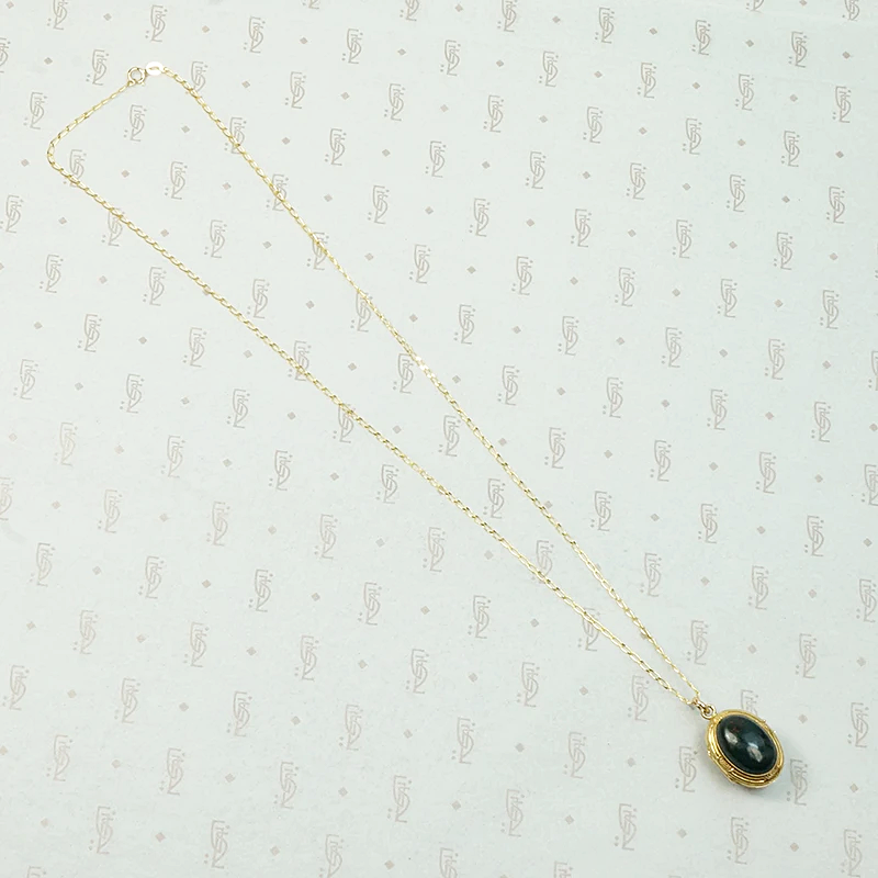 French Double-Sided Bloodstone Locket in 18k