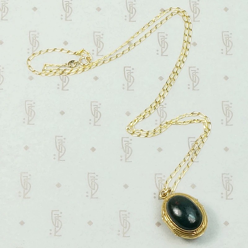 French Double-Sided Bloodstone Locket in 18k