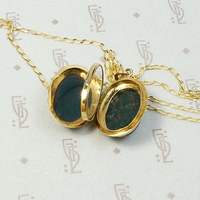 French Double-Sided Bloodstone Locket in 18k