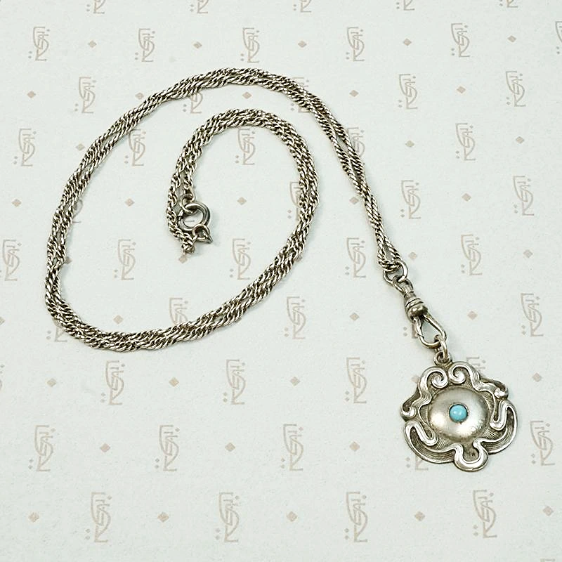 Sterling Art Nouveau Pendant Fob