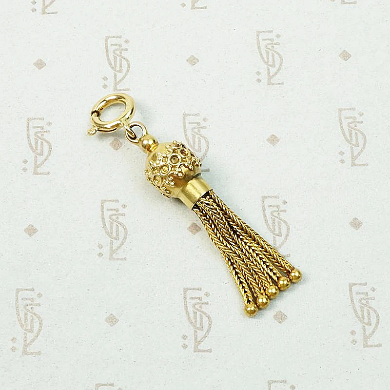 Gorgeous Gold Etruscan Revival Tassel Pendant
