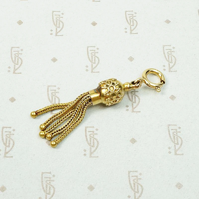 Gorgeous Gold Etruscan Revival Tassel Pendant