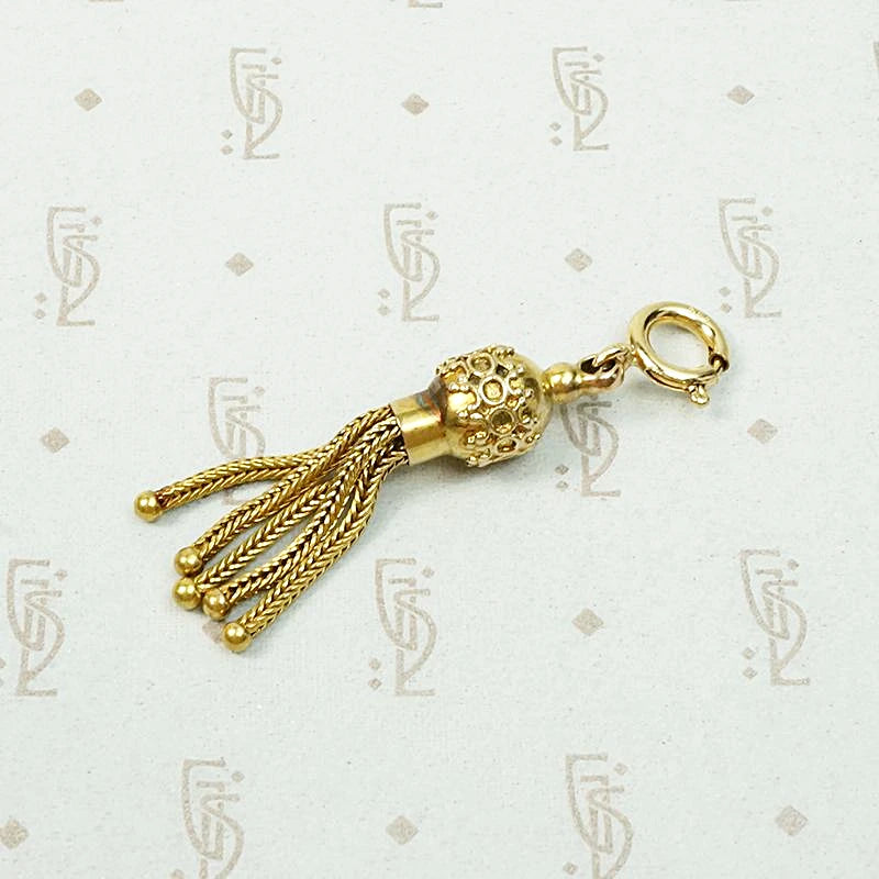 Gorgeous Gold Etruscan Revival Tassel Pendant