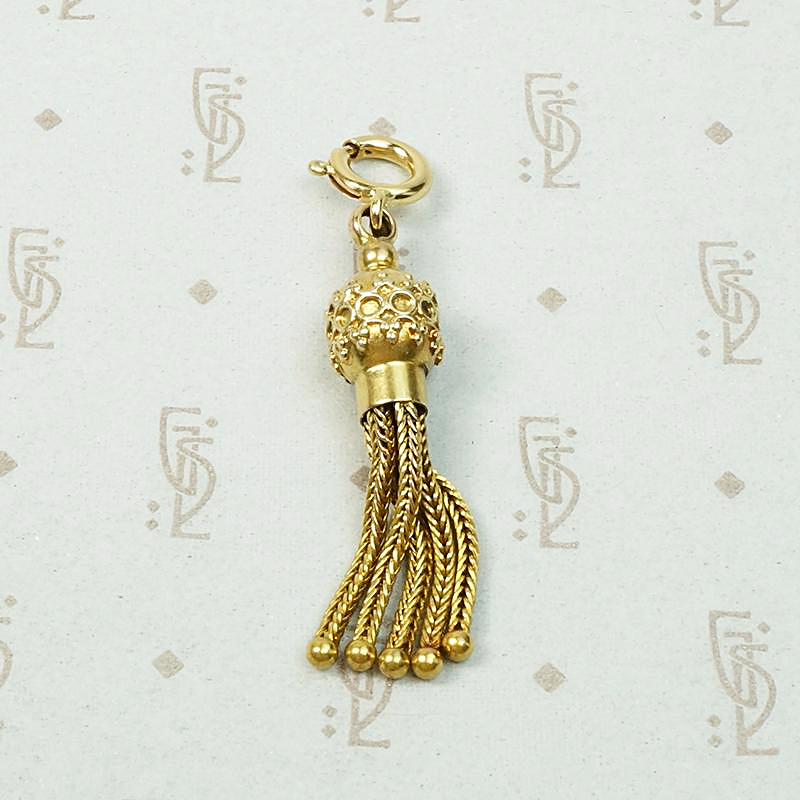 Gorgeous Gold Etruscan Revival Tassel Pendant