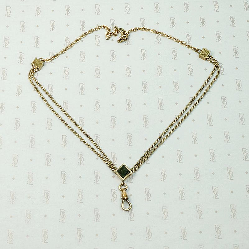 Gold Filled Married Chain with Agate Slide & Hook