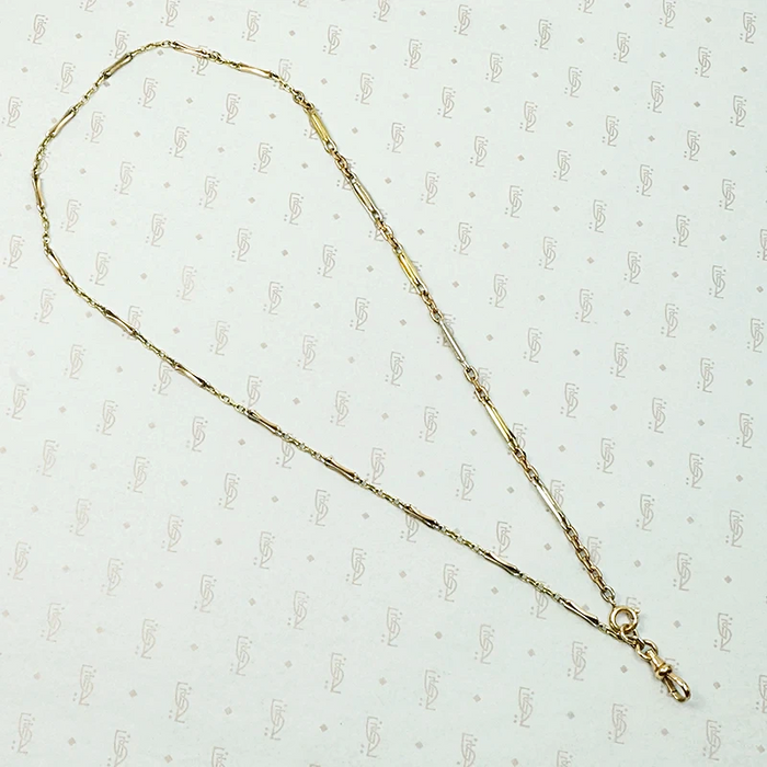 Tricolor Double Clasp Fancy Flat Link Necklace